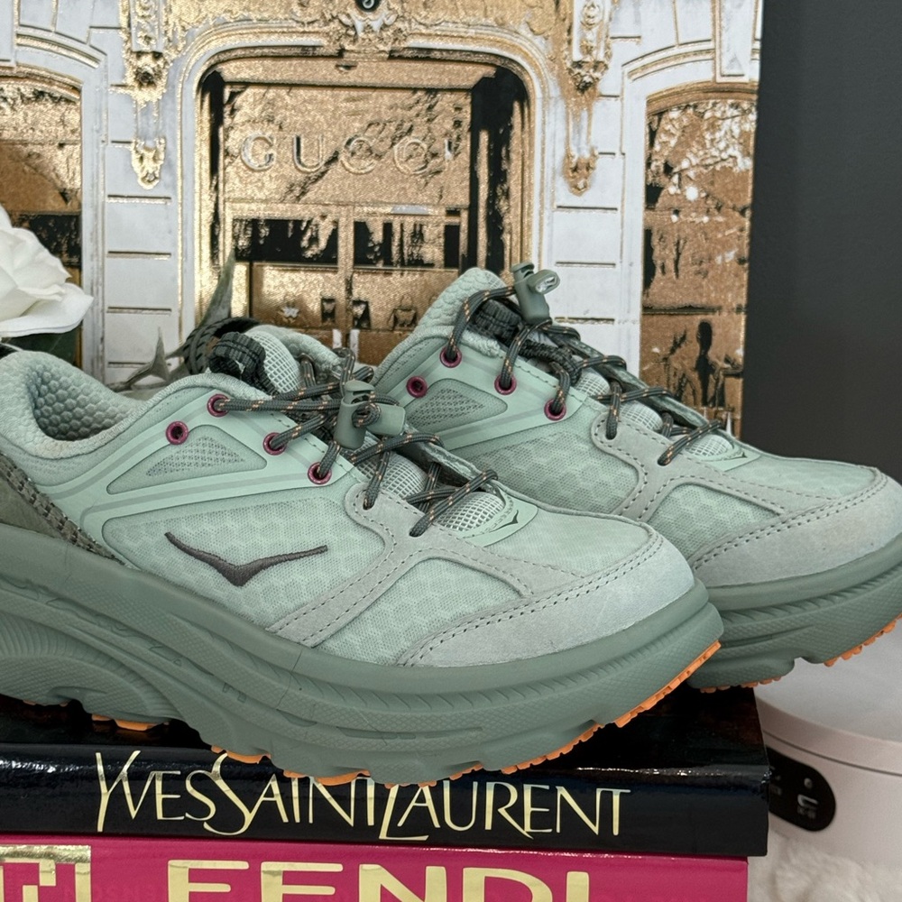 Hoka Women's Athletic Shoes in Mint and Gray